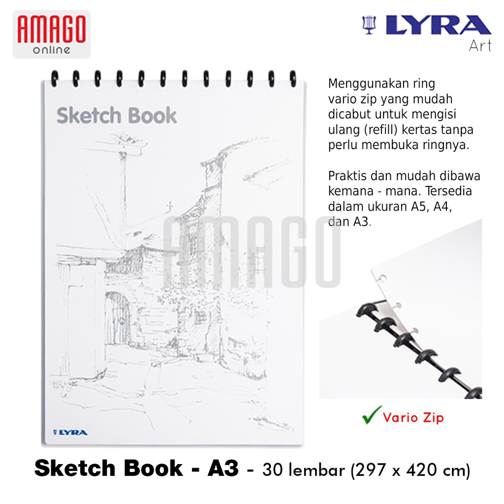 LYRA Sketch Book Ukuran A3 - 30 Halaman - 9210290