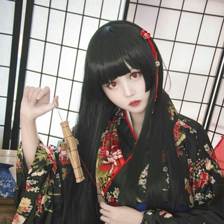 LOL-73 wig enma ai hell girl jigoku shoujo rambut palsu cosplay hime cut daily