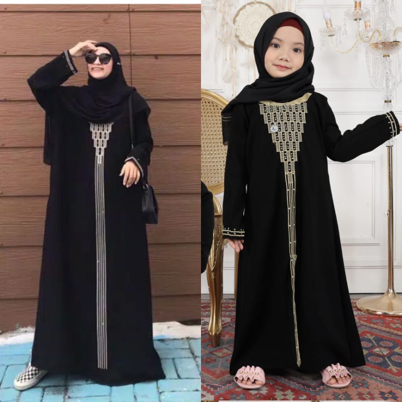 TERMURAH ABAYA HITAM JUBAH GAMIS JETBLACK BORDIR MADINAH PIRAMID  COUPLE