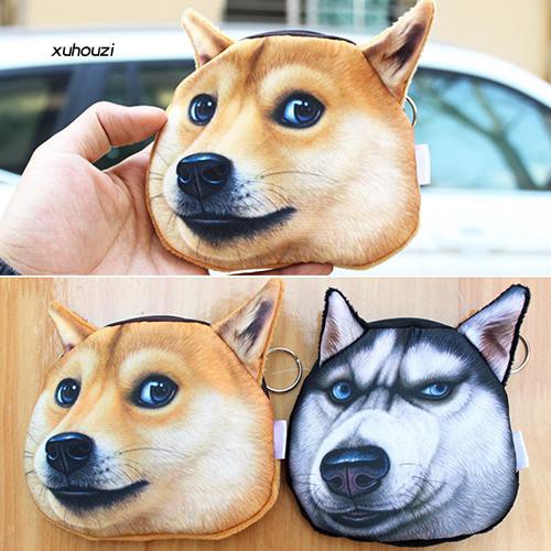 Xhzi Id Dompet Koin Motif Kepala Anjing Shiba Inu Husky Dengan
