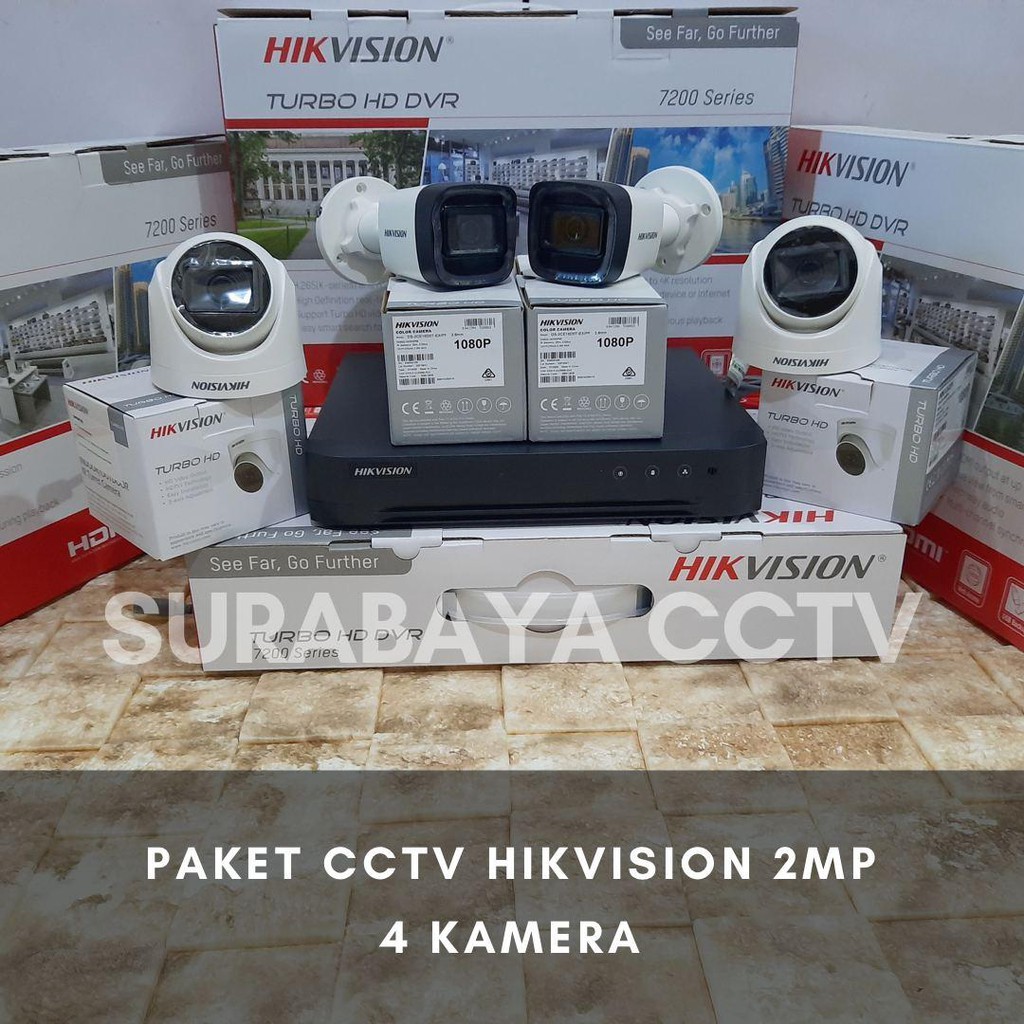 Paket CCTV Hikvision 2MP 1080P 4 Kamera Tanpa Kabel