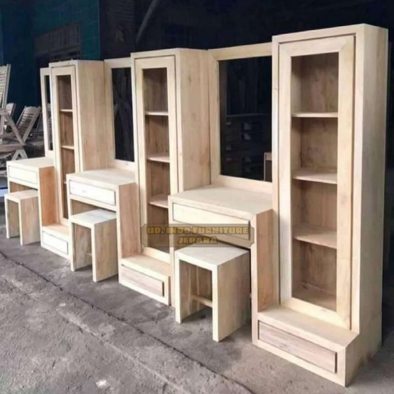 meja belajar/ kerja besar bahan kayu jati + lemari samping mentahan