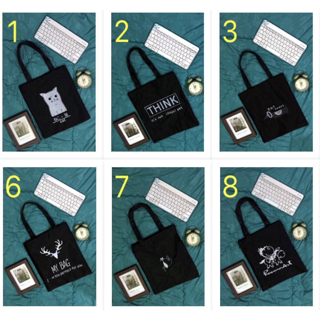 SALE WYK36B Tas Korea Hitam Simple Black Tote Bag Black Denier Impor New Part1 TKM