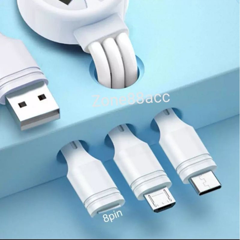 Cable Kabel Data Casan Charger Charging USB Micro TypeC Type C Lightning Iphone 6 in 1 3Port 3 Port 1200mm