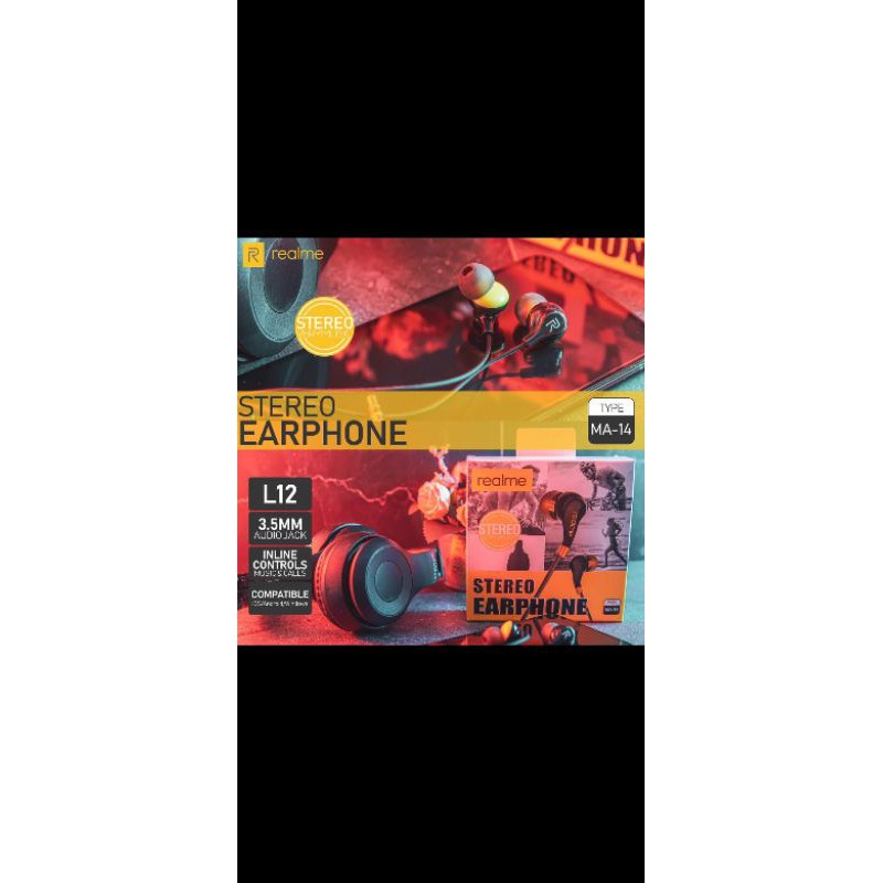 Handsfree Earphone Handset  REALME MA -14 Extra Bass