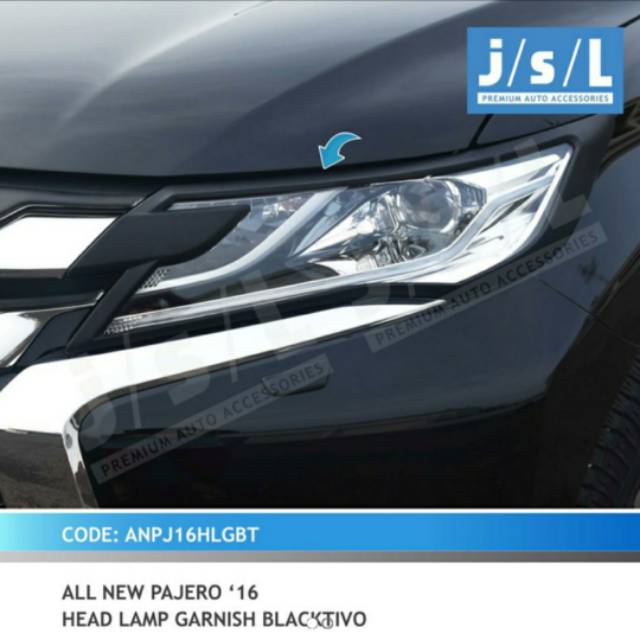 Garnish lampu depan all new Pajero 2016/ head lamp garnish Hitam &amp; Chrome &amp; Carbon jsl