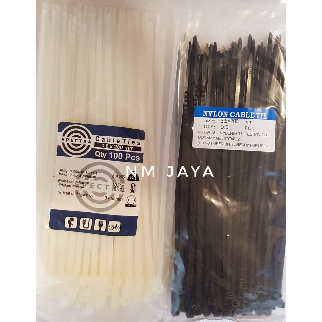 Kabel Ties 20cm Kabel Tis 3.6x200mm Qty 100pcs Putih Nylon 66 Spectra