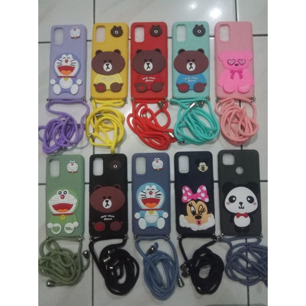 CASE CANDY KARAKTER DENGAN TALI HP REALME C15/ C17/ C20 / C11 2021/ C21 / CASE KARAKTER TIMBUL