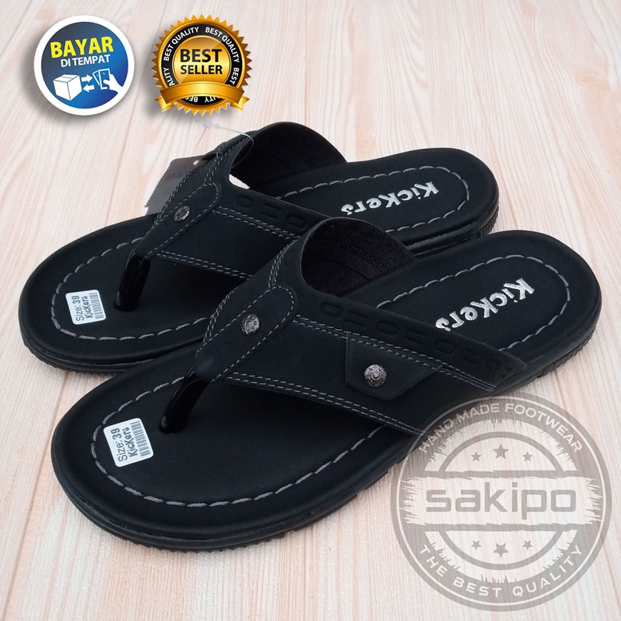 PROMO 2.2 SANDAL PRIA DEWASA REMAJA KICKERS JAPIT HITAM COKLAT TAN TRENDI TERBARU / SANDAL JEPIT TERMURAH / SAKIPO