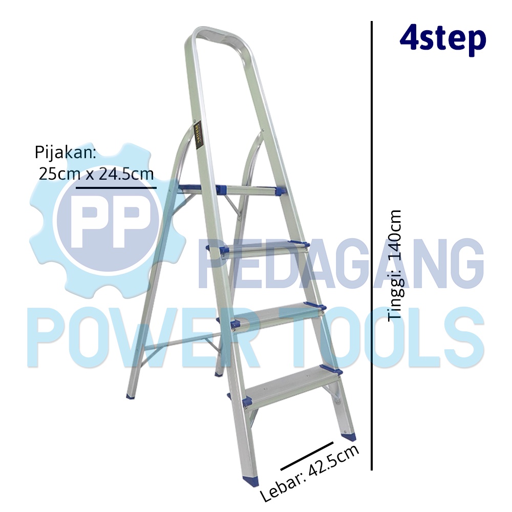 MOLLAR TANGGA RUMAH ALUMINIUM 4 STEP 1.4 METER LIPAT TINGKAT LADDER