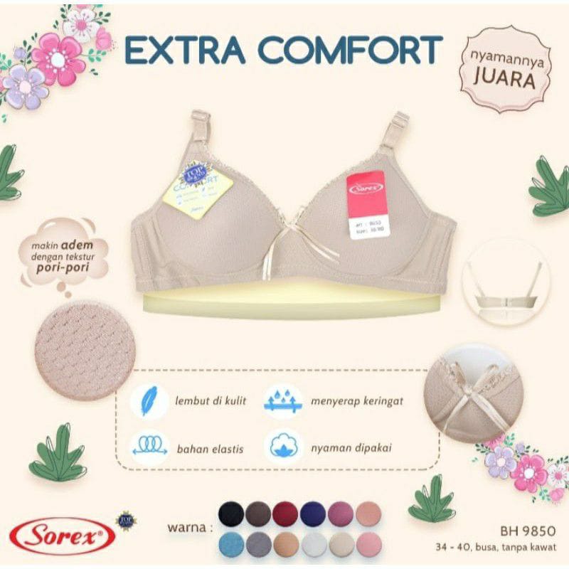 BH Sorex Bra Busa Sedang Tanpa Kawat Kait 2 Setara Cup B Extra Comfort Bra polos Art 9850