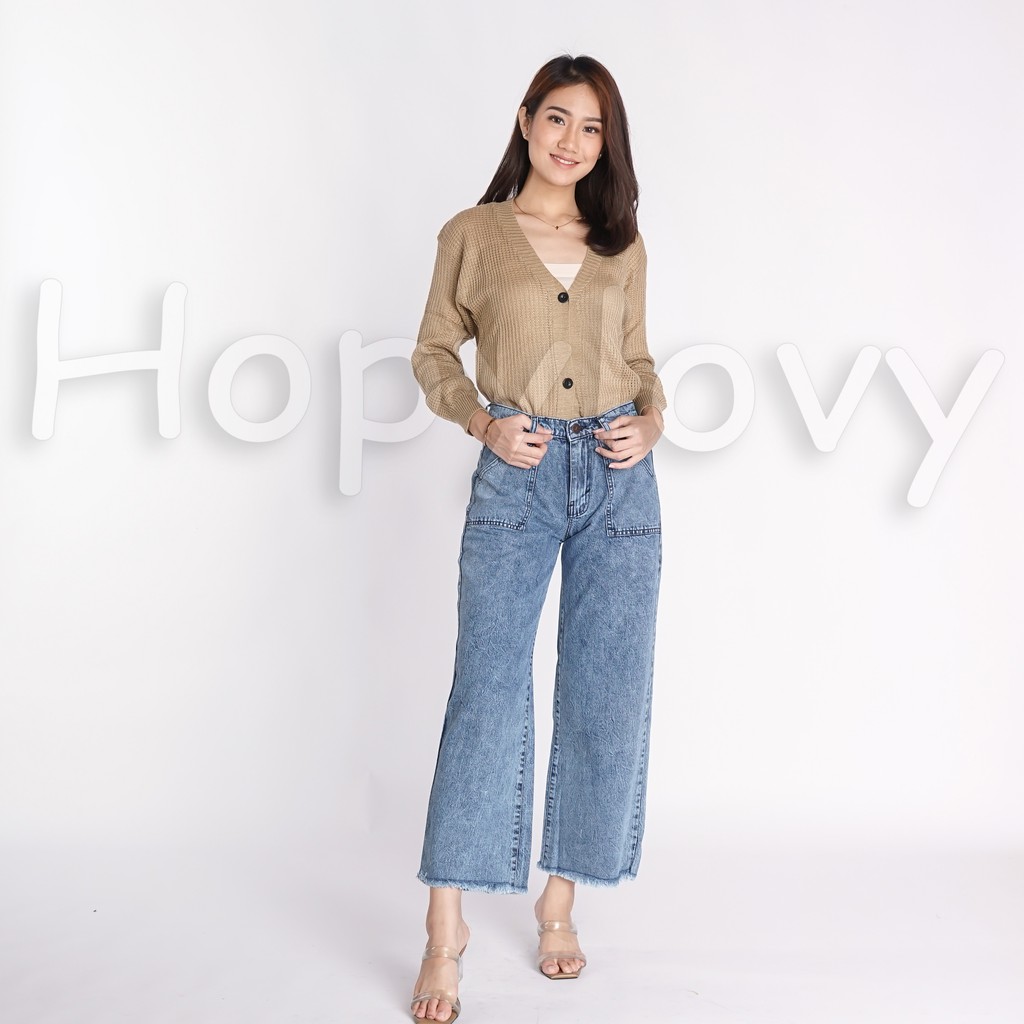 Celana Kulot Jeans Wanita | Celana Jeans Highwaist Wanita | Celana Jeans Wide Leg High Waist Aqila