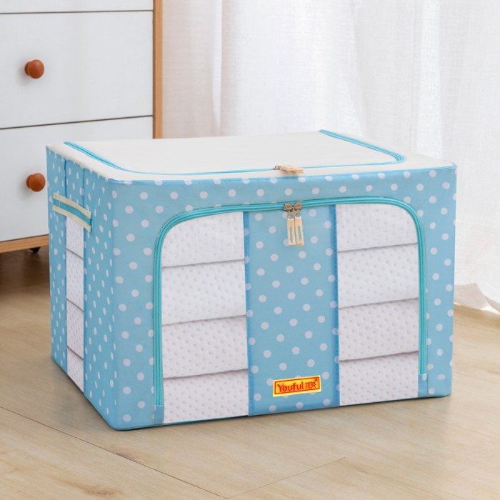 

MURAH STORAGE BOX 66 liters frame baja Double Zipper Large Box 66L YOUFUL - lightbluepolka