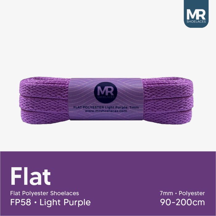 MR Shoelaces FP58 Ungu Muda (Light Purple) Sepatu Pipih Flat 7mm 90cm 100cm 120cm 130cm 140cm 150cm 180cm 200cm