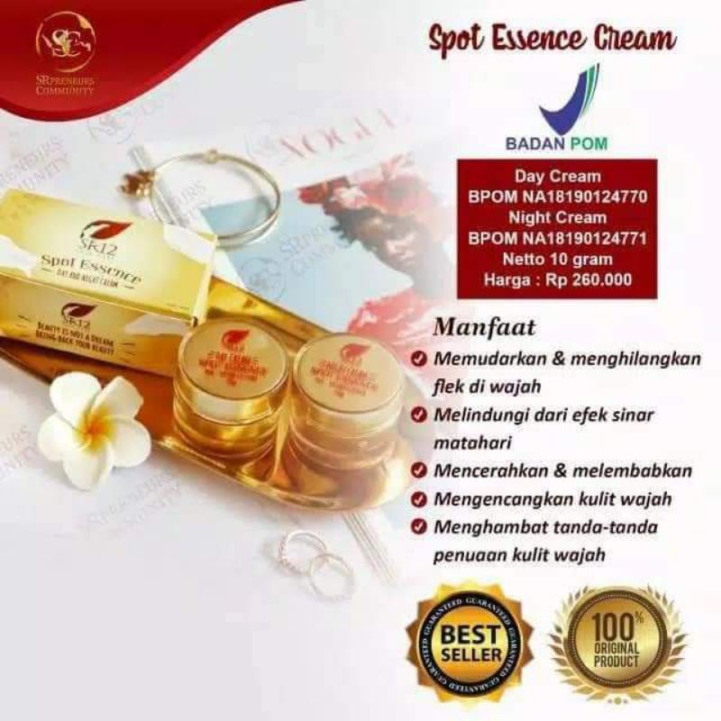 CREAM PENCERAH ALAMI FLEK HITAM SR12 ( 1 PAKET SIANG MALAM)