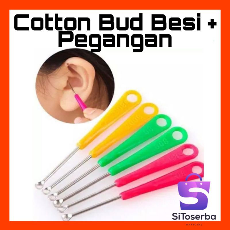 COTTON BUDS BESI STAINLESS PEGANGAN - KOREK UREK KUREK KUPING BESI DENGAN PEGANGAN - CB BESI MURAH