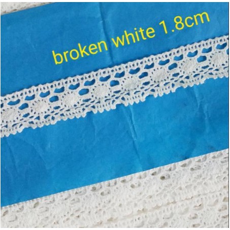 

Renda rajut / renda kait 1.8 cm, roll 15yard (13.5 meter).