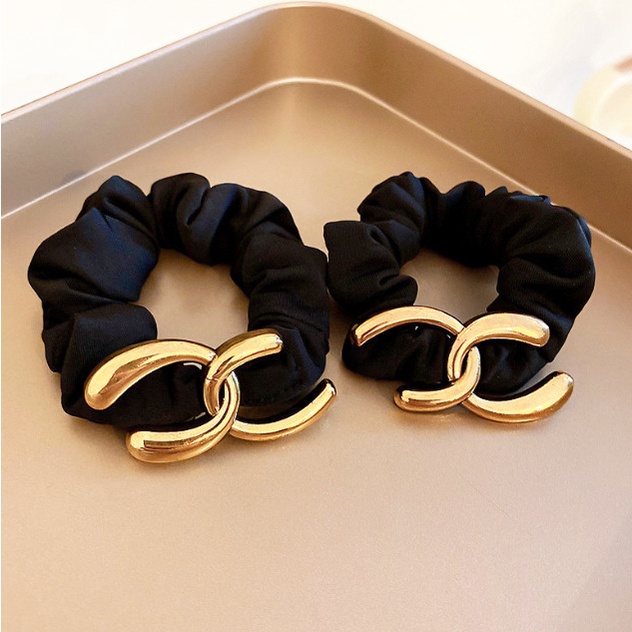 Ikat Rambut Korea Karet Rambut Elastis Stretch Scrunchies Gold Selvy