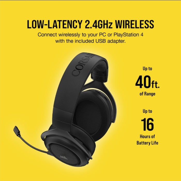 Corsair HS70 PRO Wireless Gaming Headset 7.1 Surround Sound - Carbon