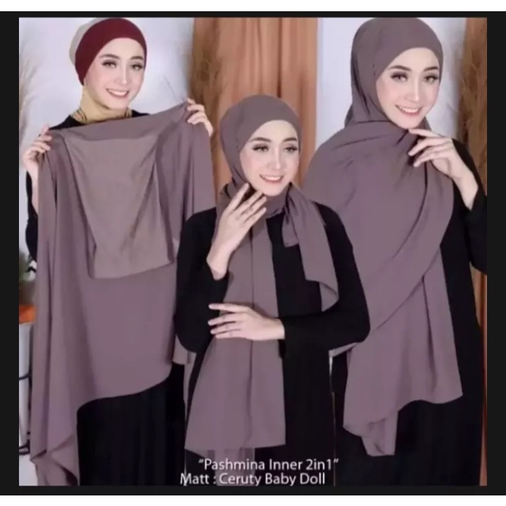 TERMURAH PASHMINA INNER 2IN1 / PASHMINA CERUTY BABY DOLL 180*75 PREMIUM