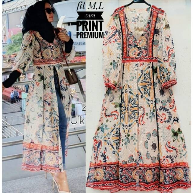 Dijual NY - Outer zara print premium import Diskon