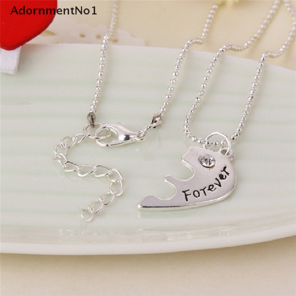 (AdornmentNo1) Kalung Rantai Dengan Liontin Hati Motif Tulisan Best Friends Untuk Wanita