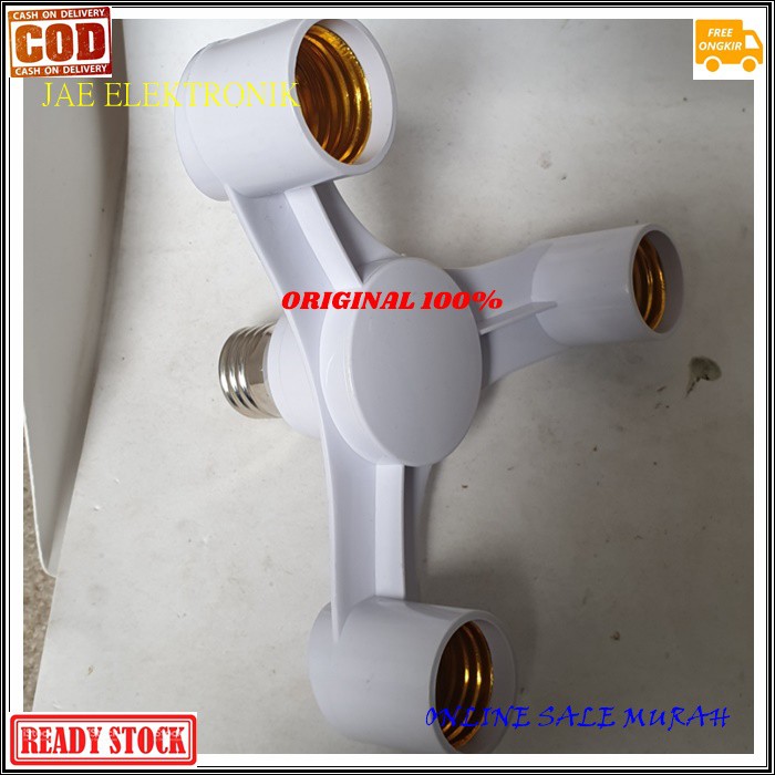 G491 Sambungan lampu cabang 3 original fiting fitting dua hias belajar penerang spiral Holder Connector Extention pemanjang soket Bohlam Ulir Lamp Downlight led bohlam fleksible 3in1  Fitting Lampu 2 cabang satu fitting bs untuk 3 lampu Fitting Standar E2