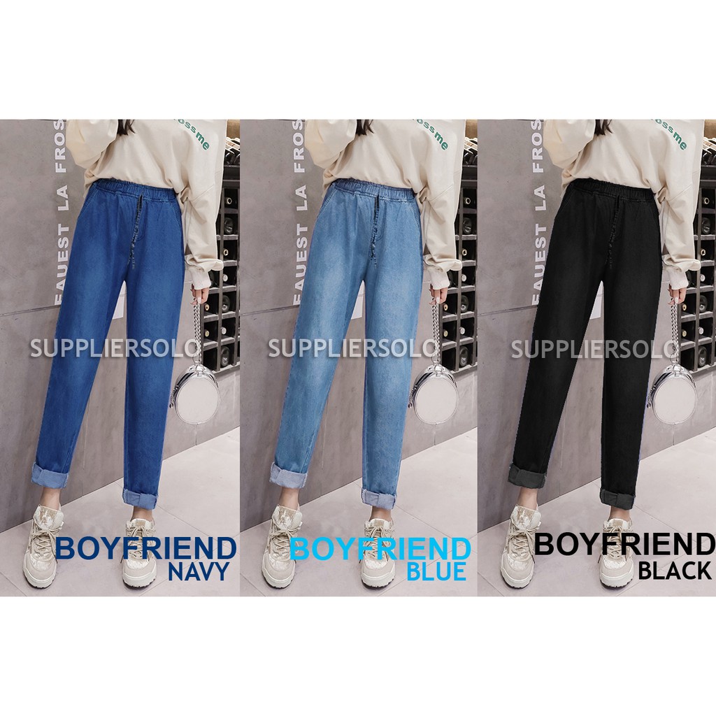 CELANA BAGGY JEANS POLOS BOYFREND XL &amp; JUMBO XXL bfp