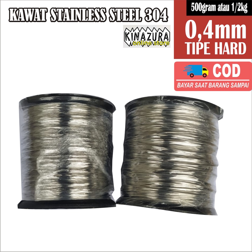 Kawat stainless / Kawat Stenlis 304 Hard 0.4 mm 500 Gram