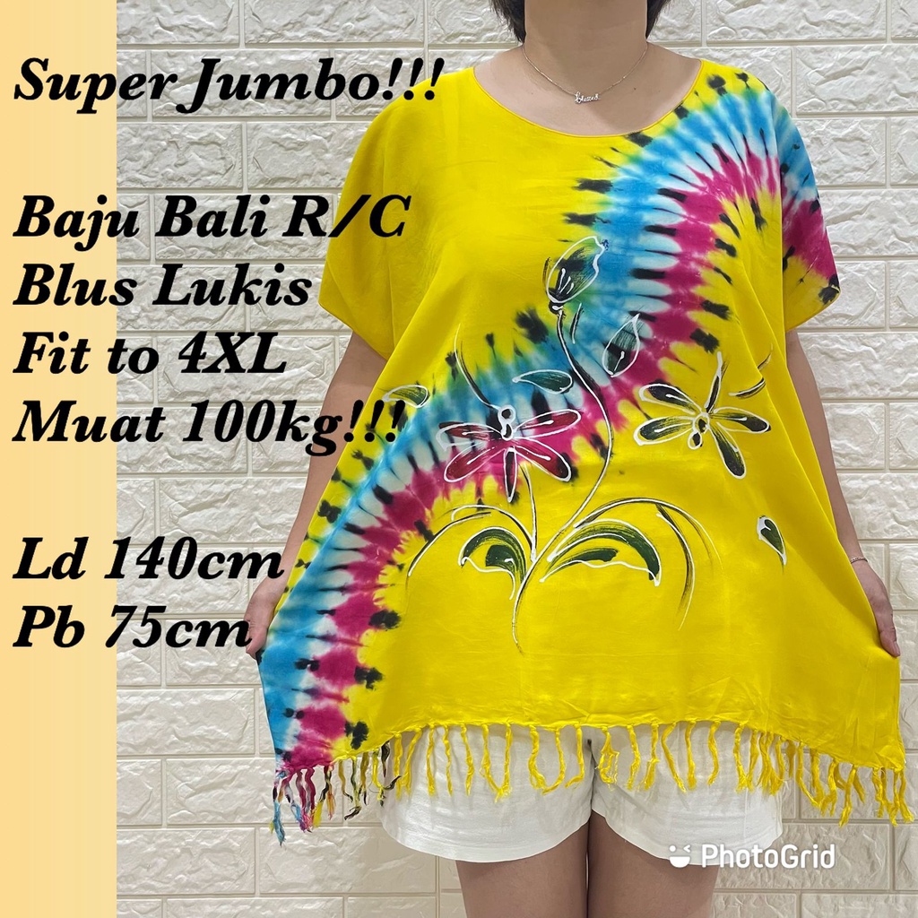 BAJU BALI JUMBO Sz XXXXL Blus lukis ronce pelangi KODE.C REAL PICT