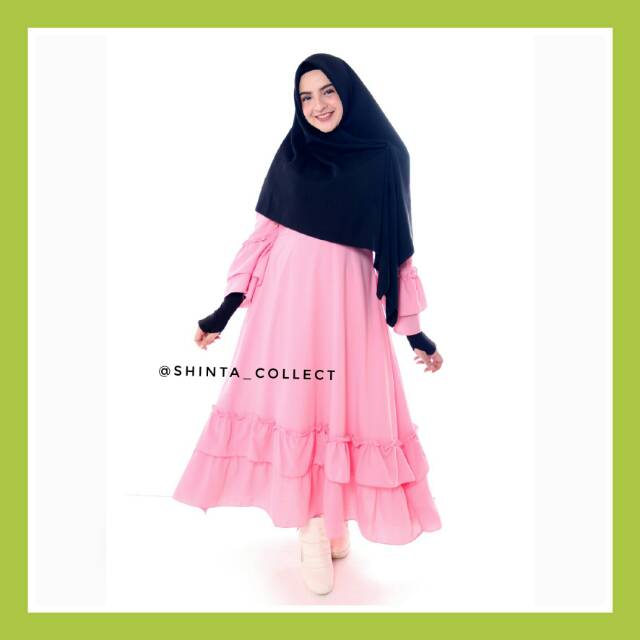 Aisha dress Pink /Gamis kekinian