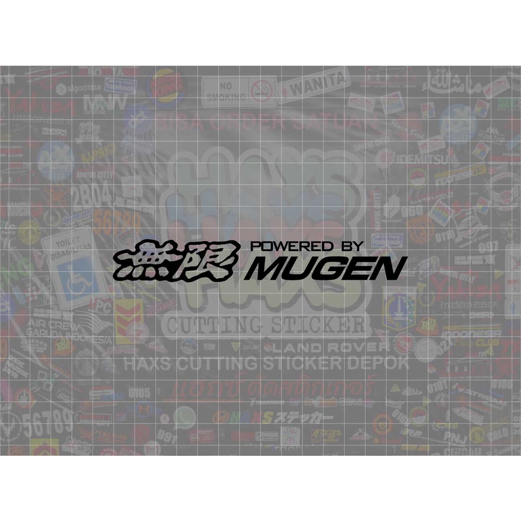 Cutting Sticker Powered By Mugen Ukuran 17 Cm Untuk Motor &amp; Mobil