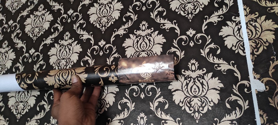 (bayar Di Tempat) Wallpaper Dinding Motif Batik Hitam Coklat