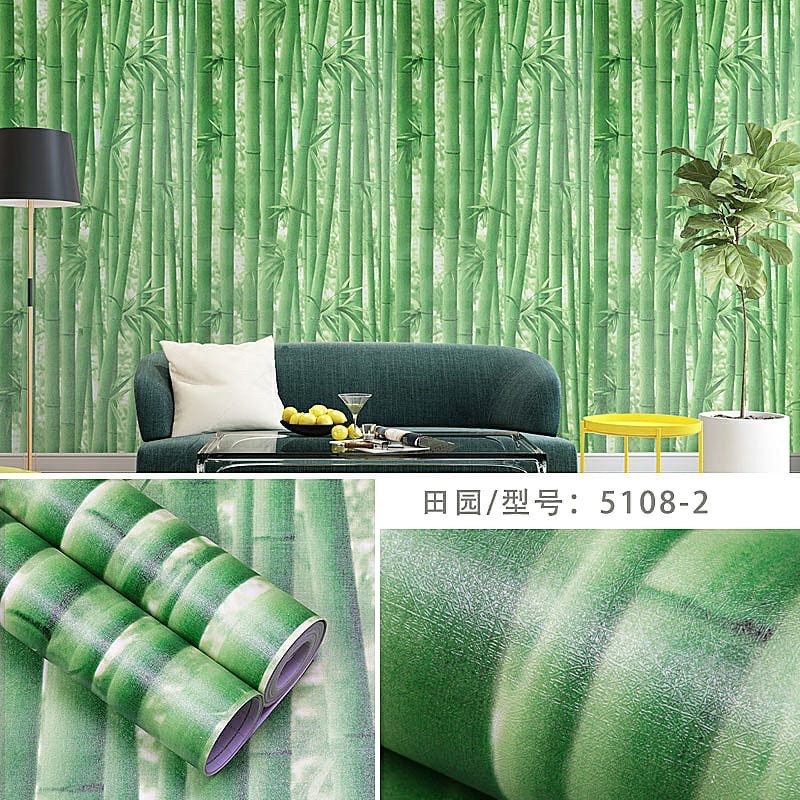 Wallpaper Dinding / Wallpaper Sticker BAMBU HIJAU TUA 3D