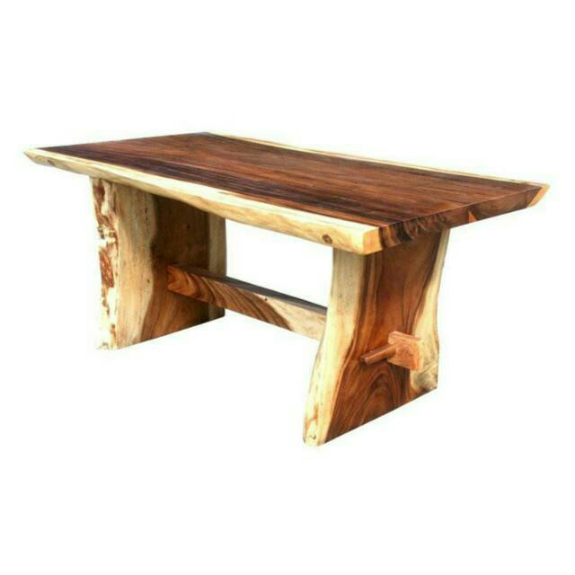 Meja Makan Kayu Utuh Tebal Trembesi Suar Meh Outdoor Indoor 180cm