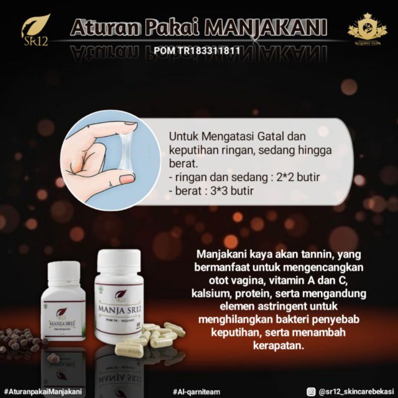 MANJAKANI SR12 BUTIR / PROMIL / SOLUSI KEPUTIHAN / ATASI MASALAH KEWANITAAN / MANJA SR12 / OBAT KISTA / MANJAKANI SR12 HERBAL SKINCARE BPOM BUTIR / PROMIL / SOLUSI KEPUTIHAN / ATASI MASALAH KEPUTIHAN MIOM KISTA