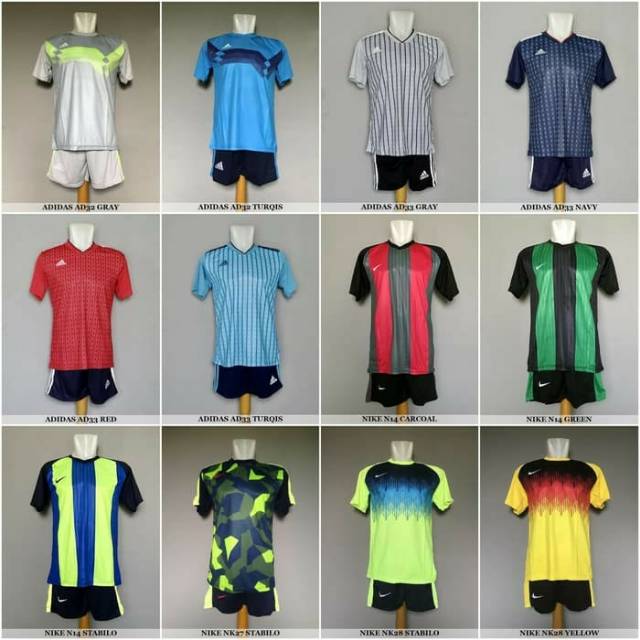 Baju kaos olahraga jersey bola setelan futsal Adidas Nike Puma