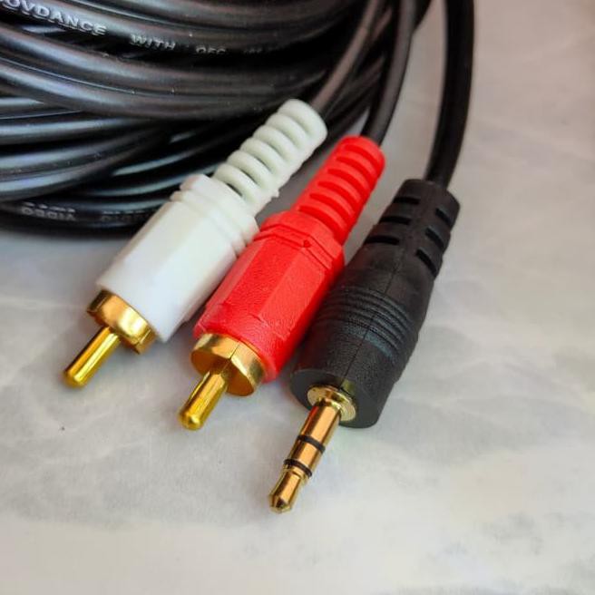 ▔ Q9A Kabel Audio Converter 3.5mm to RCA Stereo 10M Gold Plate Real Pict▔