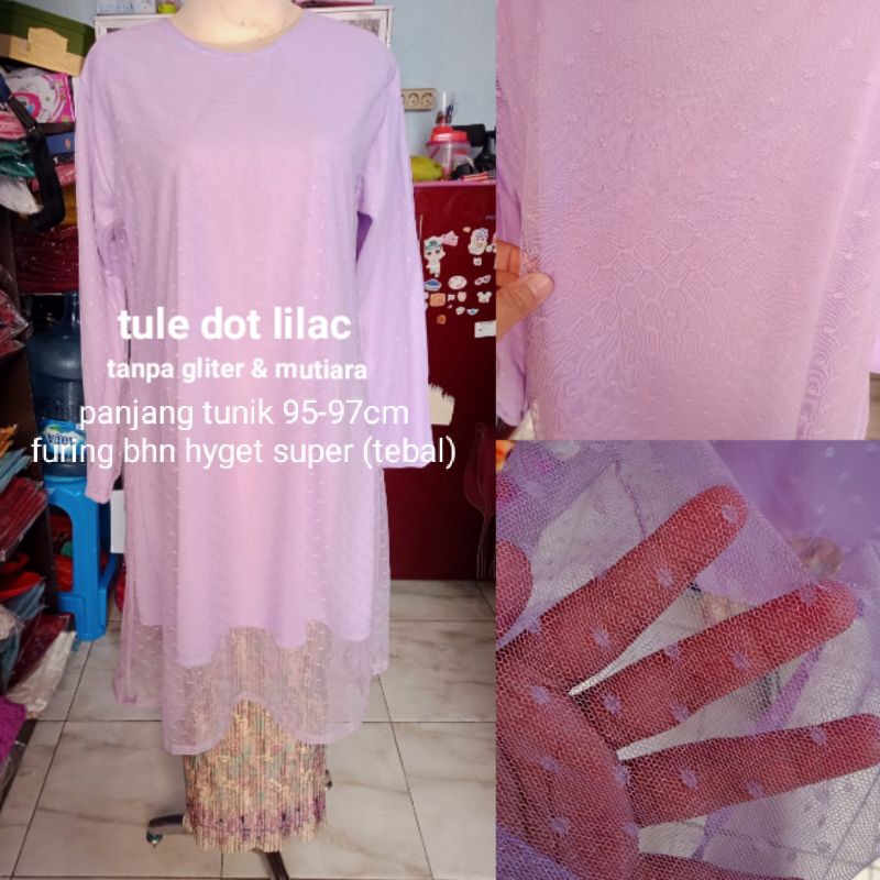 COD KEBAYA TUNIK TULE TILE JUMBO TULLE TULLE SERAGAM KEBAYA BRIDESMAIDS KEBAYA WISUDA MINT UNGU TARO ABU-BAHAN DOT TULE-LILAC