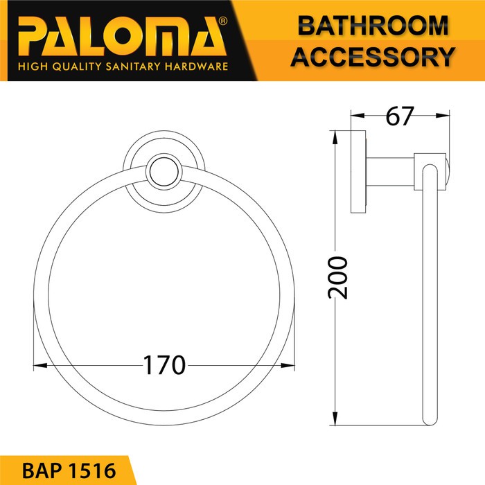 PALOMA BAP 1516 Gantungan Handuk Kain Lap Tangan Hand Towel Ring Mandi