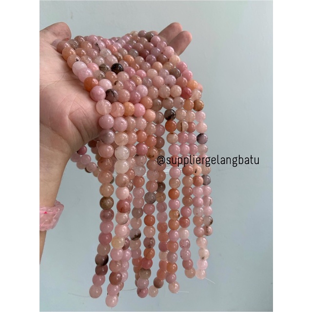 bahan batu import sun stone 10mm round stone beads natural pink peach