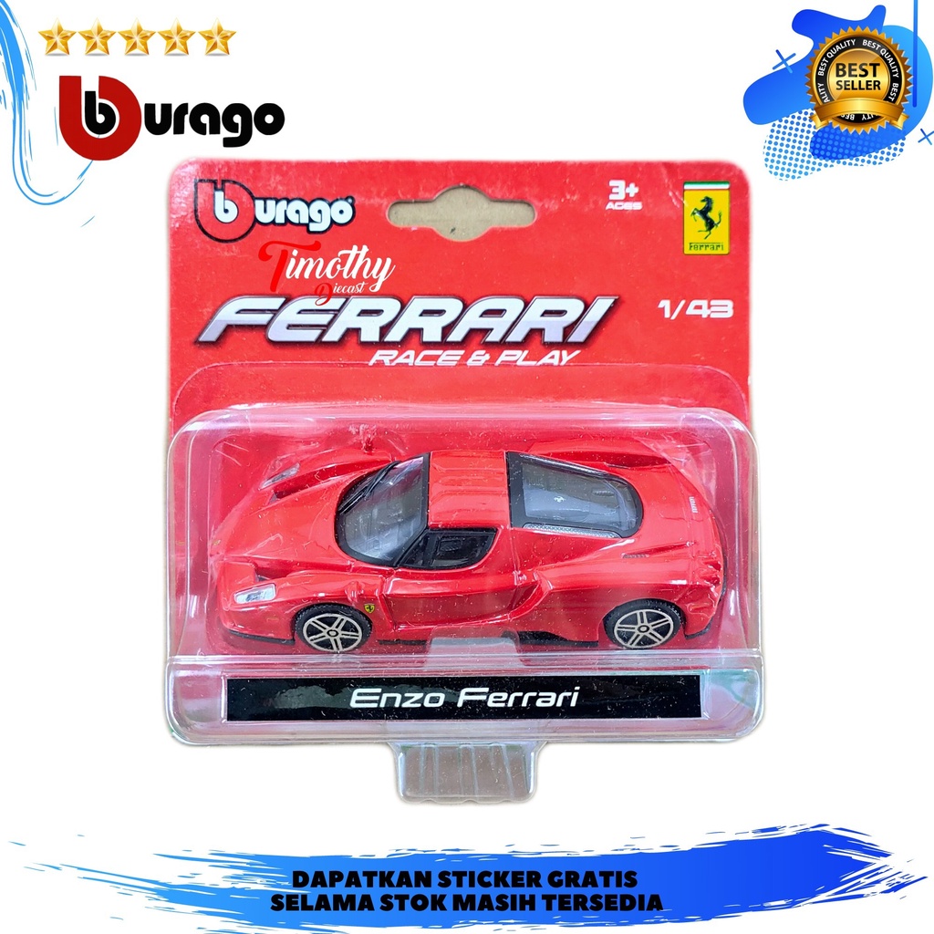 Burago Ferrari Race N Play Enzo Ferrari Merah Timothy Diecast