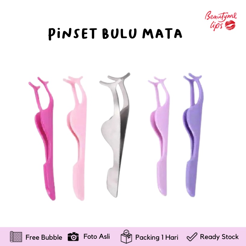 Pinset Multifungsi Bahan Stainless Steel untuk Memasang Bulu Mata Palsu / False Eyelashes Tweezers