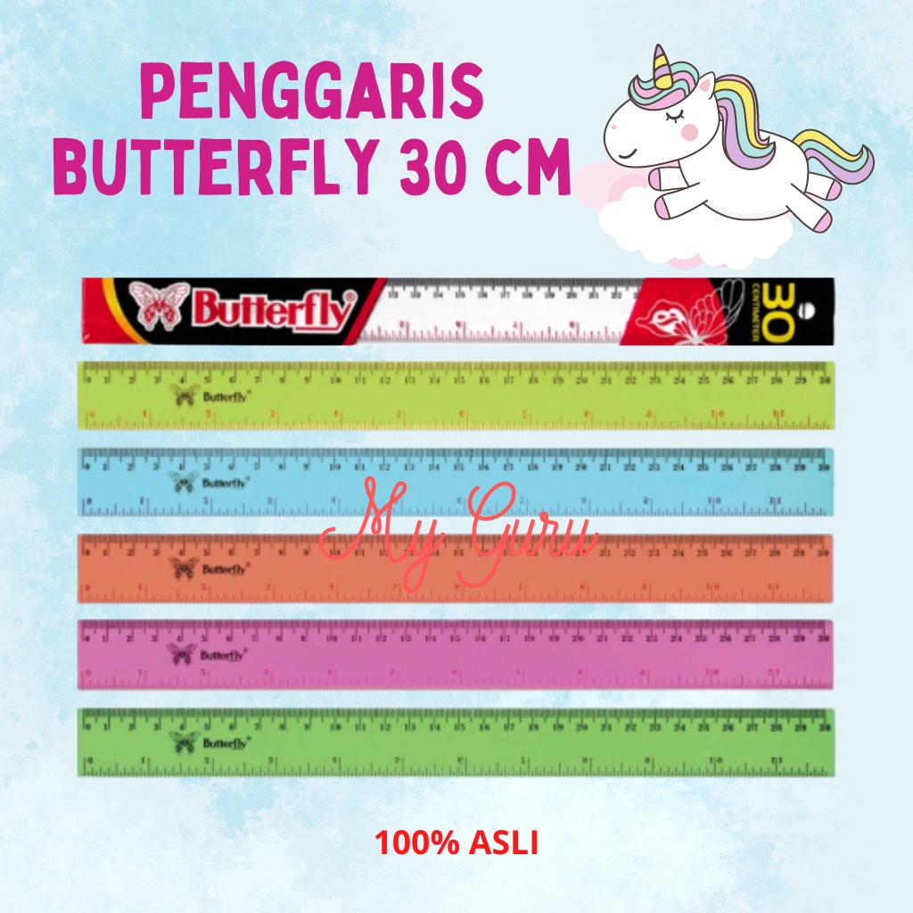 

[PCS] PENGGARIS / GARISAN BUTTERFLY 30 CM BENING / WARNA