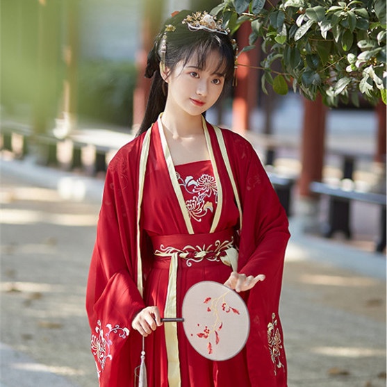 Original women's Han Chinese clothing [flower hidden] placket waist-high ruqun Chinese traditional H