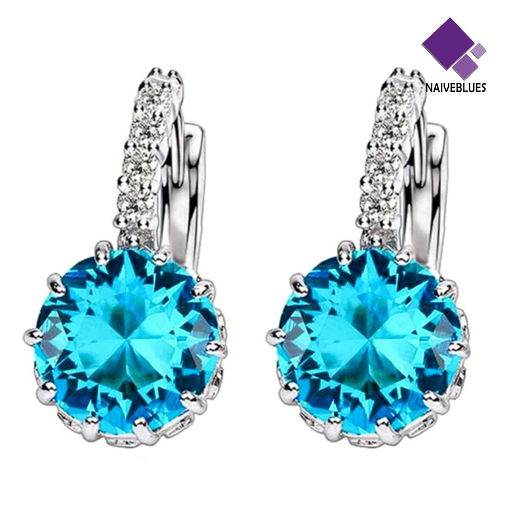 Anting Cubic Zirconia Bentuk Bulat Untuk Wanita