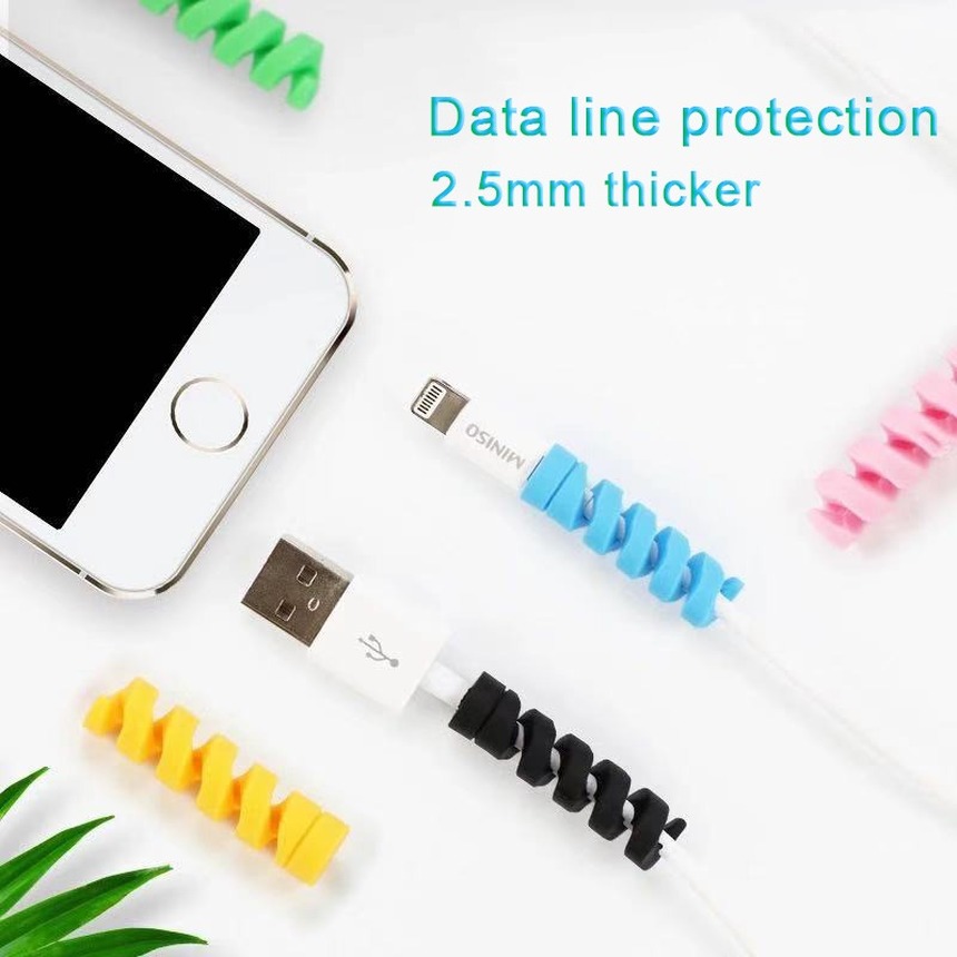 Ready Stock Candy Colors Charging Cable Protector Headphone Winding Protection for Universal USB Charger Earphone Accessories Each set will ship 4 pieces randomly