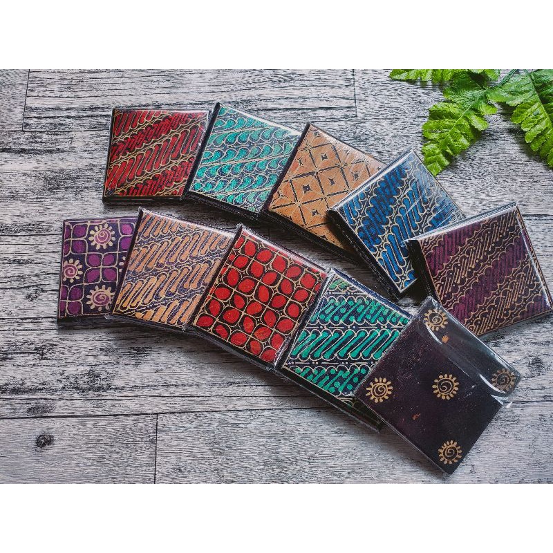 Tatakan gelas kayu batik / coaster batik / alas gelas