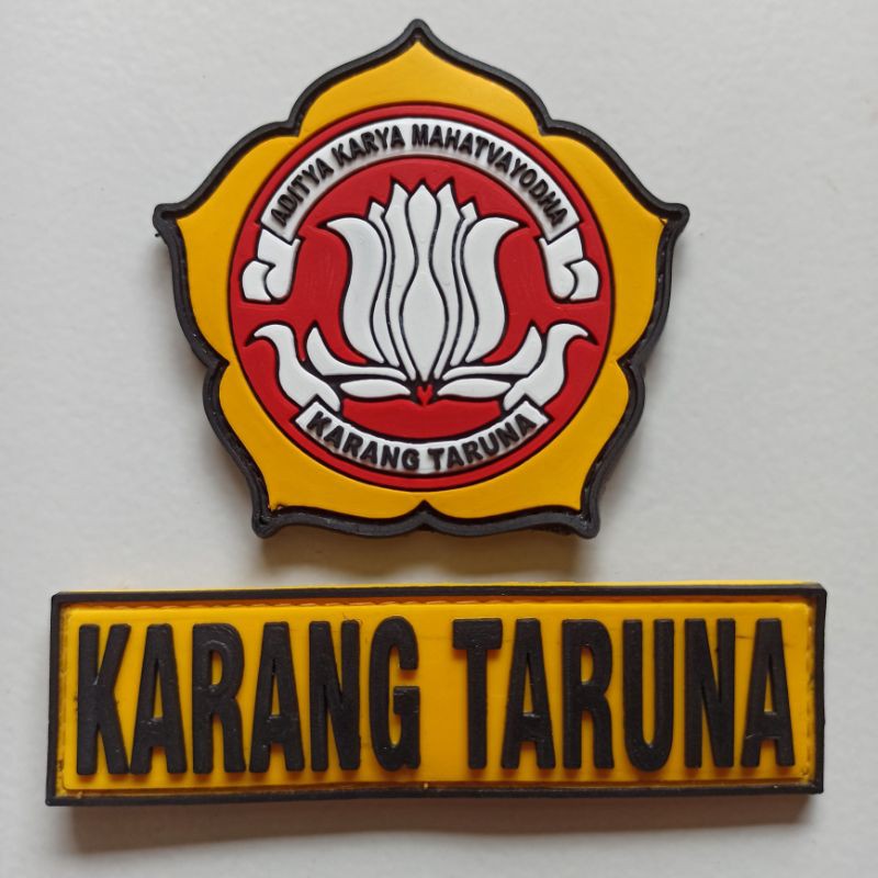 PATCH RUBBER LOGO DAN TULISAN KARANG TARUNA SATU SET TEMPELAN EMBLEM VELCRO KARET