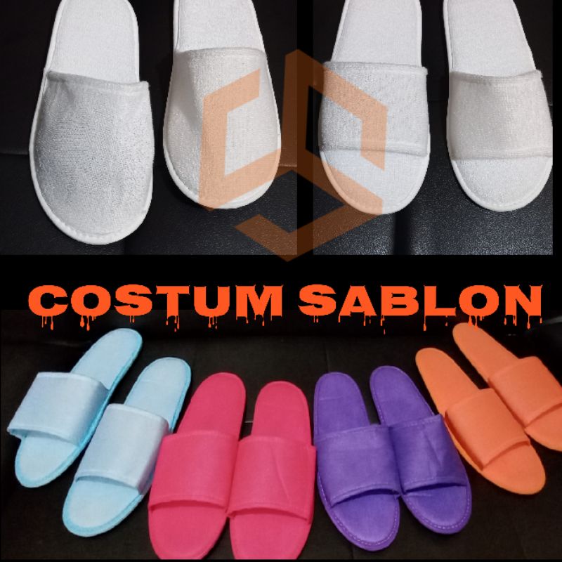 COSTUM SABLON SANDAL HOTEL  BUSA BABYTERY min order 100 pasang